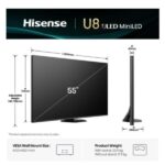 TV Hisense 55U8Q Mini LED 4K UHD Smart 165Hz VIDAA