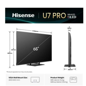 TV Hisense 65U7Q PRO Mini LED 4K UHD Smart VIDAA Refresh Rate 165Hz