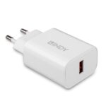 Alimentatore USB Lindy 18W Caricatore da Parete Bianco