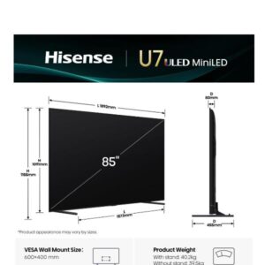 TV Hisense 85U7Q Mini LED 4K UHD Smart 144Hz VIDAA