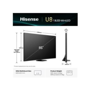TV Hisense 85U8Q Mini LED 4K UHD Smart 165Hz VIDAA