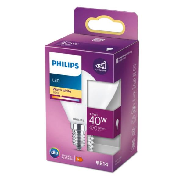 Lampadina LED Philips E14 40W 470 Lumen Luce Calda