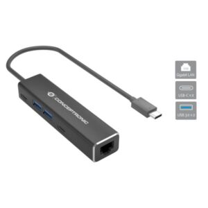 Adattatore di Rete Gigabit USB 3.2 Conceptronic con Hub 4 Porte