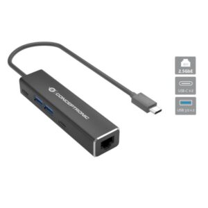 Adattatore di Rete 2.5G Conceptronic USB-C con Hub 4 Porte USB 3.2