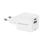 Caricatore USB-C Conceptronic 20W GaN 2 Porte PD QC3.0 Bianco