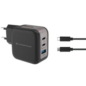 Caricatore Notebook Conceptronic PD USB GaN 3 Porte 67W USB-C USB-A QC3.0