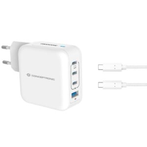 Caricatore USB-C GaN 100W Conceptronic 4 Porte PD QC 3.0 Bianco
