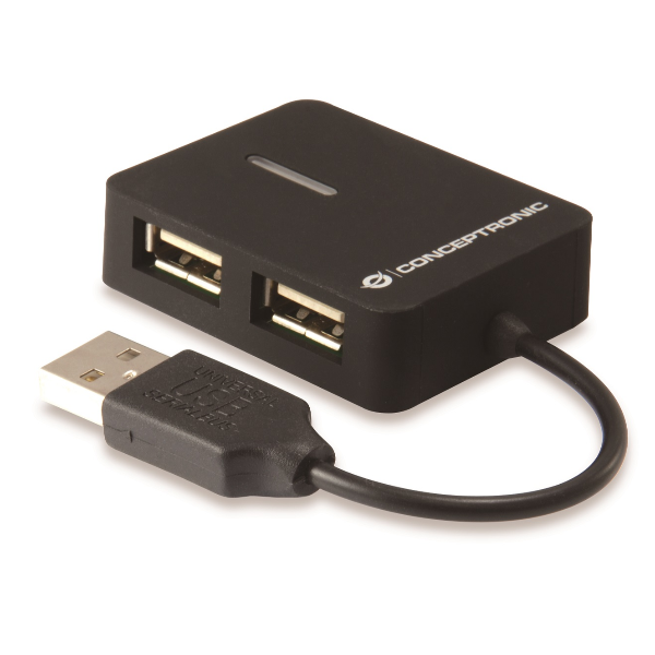 Hub USB Conceptronic 4 Porte USB 2.0 Nero