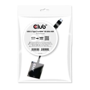 Adattatore Attivo Club3D USB-C a HDMI 2.0 Nero