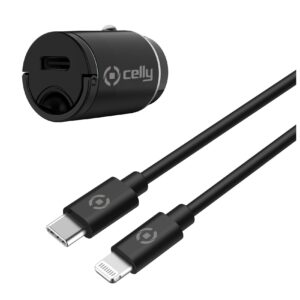 Kit Ricarica Celly CCMINILIGHT 20W USB-C Caricatore Auto + Cavo USB-C/Lightning
