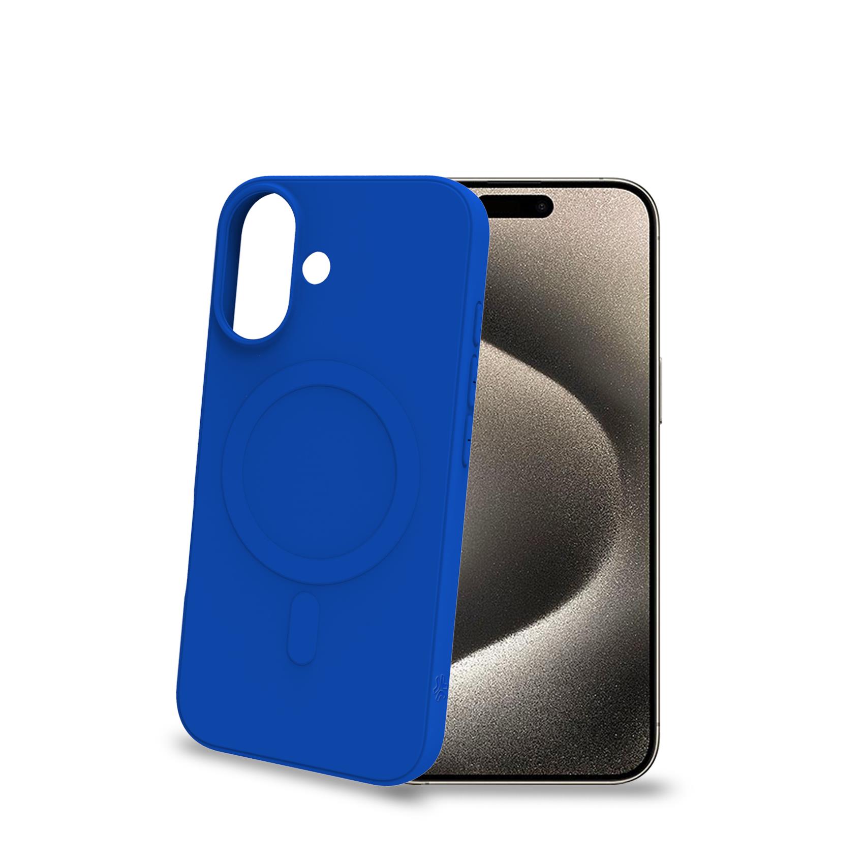 Cover Celly CROMOMAG per iPhone 16 Blu TPU