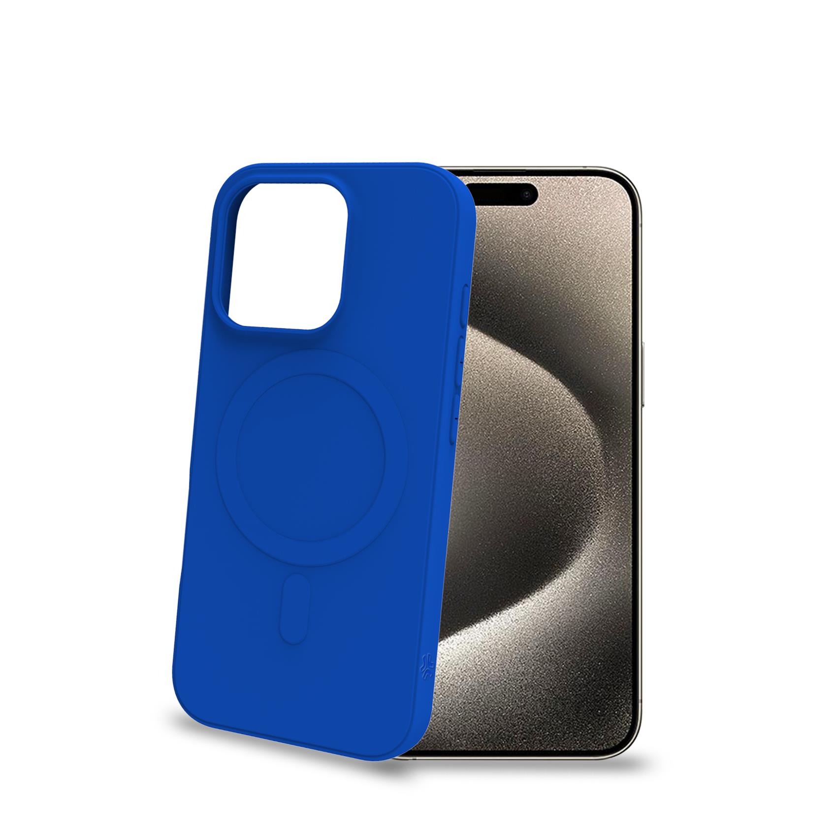 Cover Celly Cromomag per iPhone 16 Pro in TPU Blu