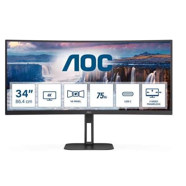 Monitor Curvo AOC CU34V5C 34 UltraWide 219 3440x1440 VA - SKU: CU34V5C