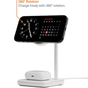 Caricabatterie Wireless Cygnett ChargeBase Qi2 2-in-1 per iPhone e AirPods Bianco