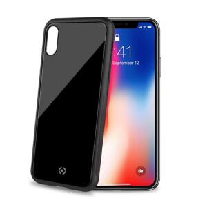 Cover Celly DIAMOND per iPhone Xs e iPhone X in TPU e vetro temperato nero