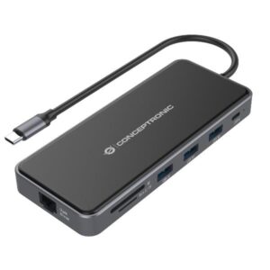 Docking Station Conceptronic 12-in-1 USB 3.2 2x HDMI VGA GbE 100W PD
