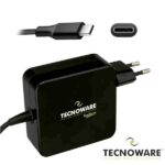 Alimentatore Notebook USB-C 65W Tecnoware Caricatore Nero