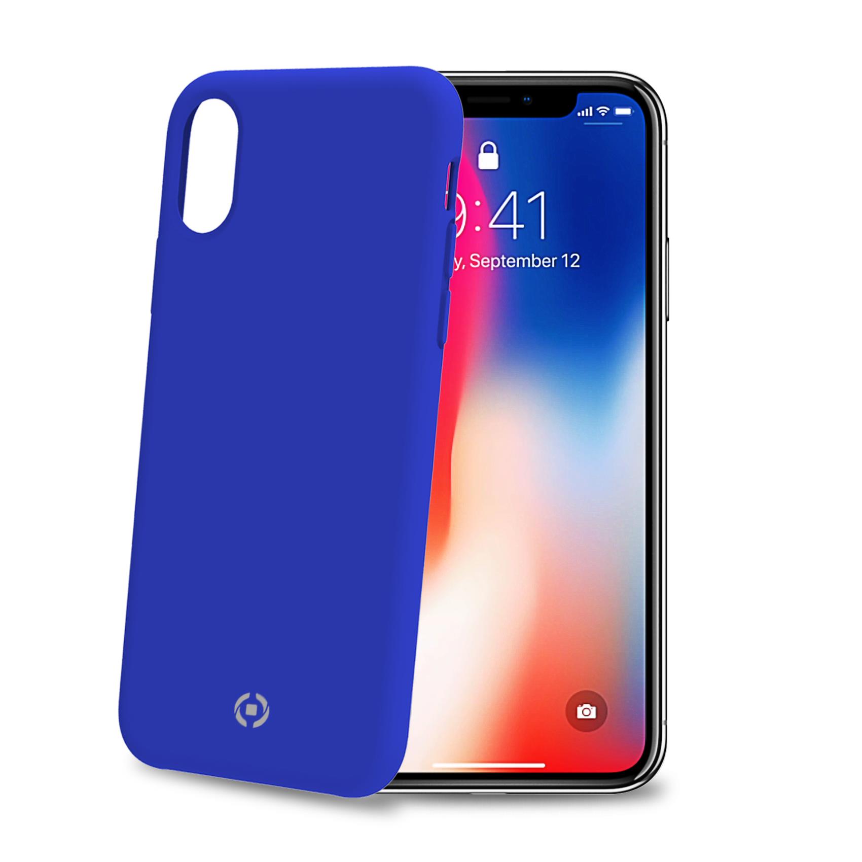 Cover Celly FEELING per iPhone Xs e iPhone X in Silicone Blu