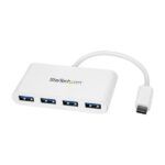Hub USB Startech USB-C a 4 Porte USB 3.0 Bianco