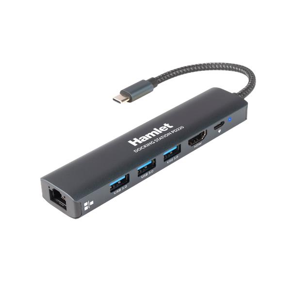 Docking Station USB-C Hamlet HDKC-PD220 100W 3xUSB 3.0 LAN HDMI 4K