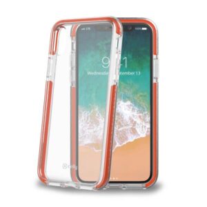 Cover Celly HEXAGON per iPhone Xs e iPhone X Trasparente Arancione