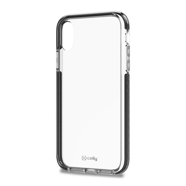 Cover Celly HEXAGON per iPhone XR Trasparente Nera TPU Policarbonato