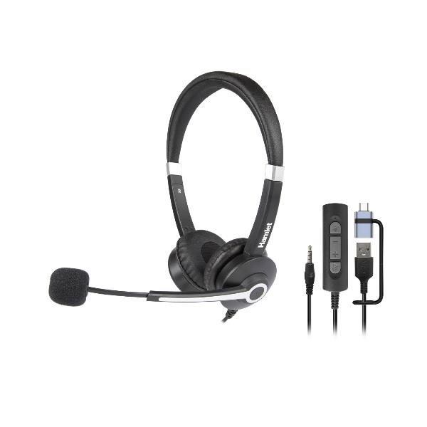 Cuffie Professionali Hamlet HHEADM-UJX Renova con Microfono USB-A USB-C Jack 3.5mm e Telecomando