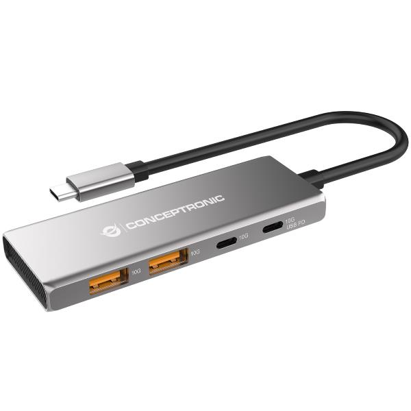 Hub USB 3.2 Conceptronic 4 Porte 10Gbps 2xUSB-C 2xUSB-A PD 100W