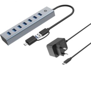Hub USB 3.0 Conceptronic 7 Porte con Alimentatore 5Gbps