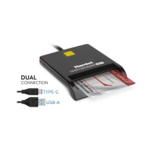 Lettore Smart Card Hamlet HUSCR-ACY USB-C e USB-A 3.0 Nero