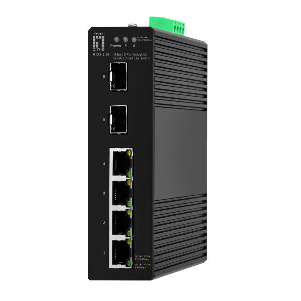 Switch Industriale Level One IGS-2106 6 Porte Gigabit Smart (4xRJ45 + 2xSFP) DIN Rail