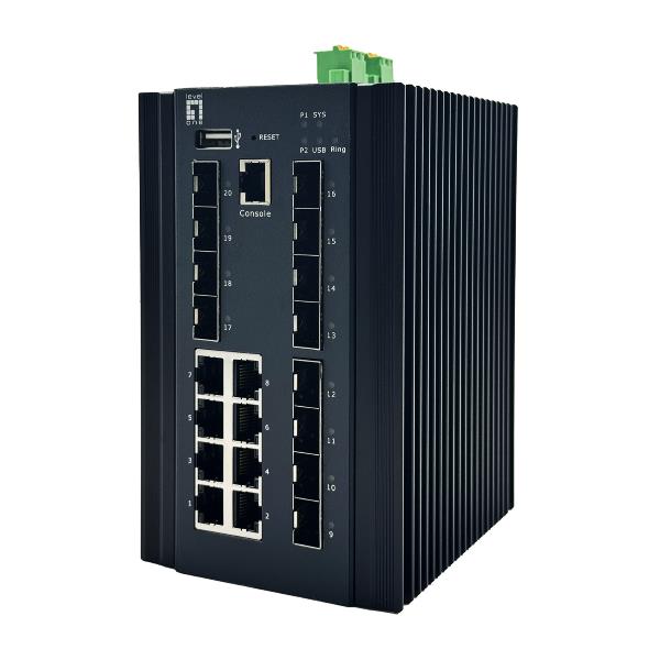 Switch Industriale Level One IGU-2072 Managed 20 Porte 8x GbE RJ45 8x SFP 4x 2.5GbE SFP