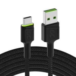 Cavo USB-C Green Cell GC Ray 2m LED Ricarica Rapida QC 3.0