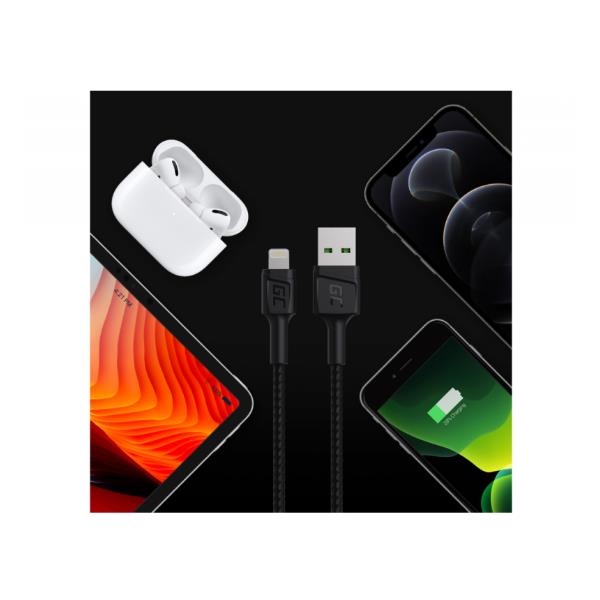 Cavo USB A-Lightning Green Cell Quick 2 Metri Nero