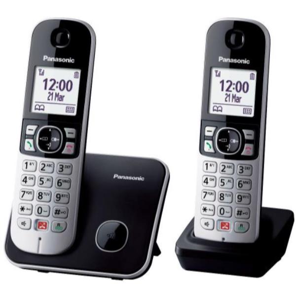 Telefono Cordless Panasonic KX-TG6852JTB Duo 2 Portatili Nero