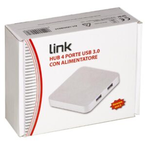 Hub USB 3.0 Bulk 4 Porte con Alimentatore Esterno Grigio
