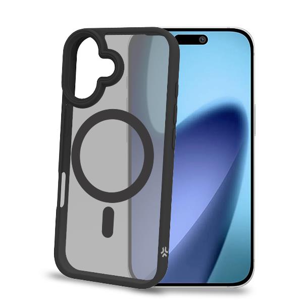 Cover Celly MAGMATT per iPhone 17 Trasparente Nera TPU Policarbonato