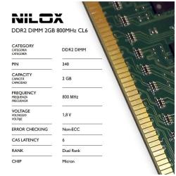 Modulo di Memoria RAM DDR2 Nilox 2GB 800MHz CL6 DIMM