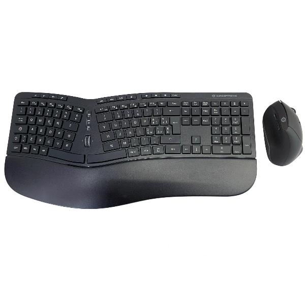 Kit Tastiera e Mouse Wireless Conceptronic Ergonomico Italiano