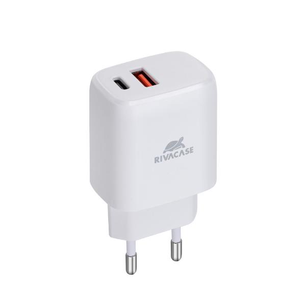 Caricabatterie da Parete Rivacase 20W PD USB-C + USB-A Bianco