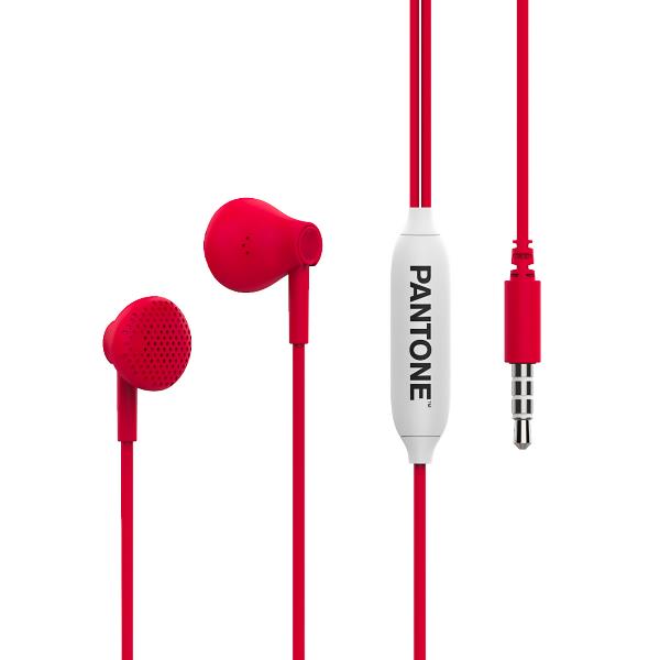 Auricolari Pantone Stereo Wired con Microfono e Controllo Volume Rosso