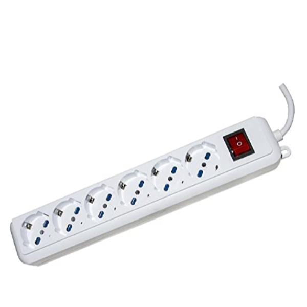 Multipresa Redline 6 Prese con Interruttore e Fissaggio a Muro 1.5m