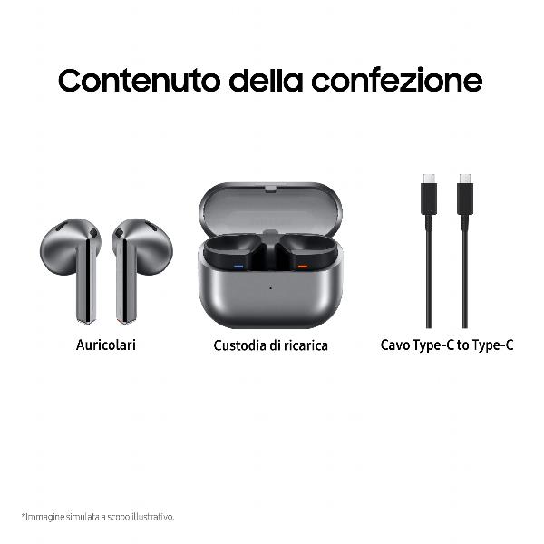 Auricolari Wireless Samsung Galaxy Buds3 Silver Noise Canceling USB-C