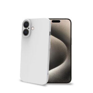 Cover Celly SPACE per iPhone 16 in TPU Bianco