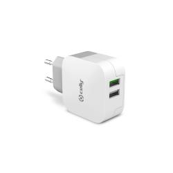 Caricabatterie Celly TC2USBTURBO 17W 2 Porte USB-A Bianco