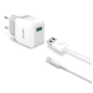 Kit di Ricarica Celly TCUSBLIGHT 12W USB-A Wall Charger + Cavo Lightning [TURBO]