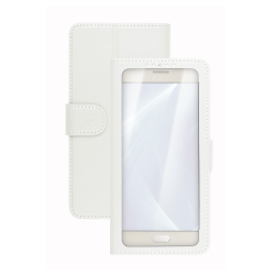 Custodia Smartphone Celly UNICA VIEW 4.5"-5.0" Similpelle Bianco