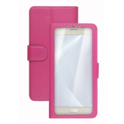 Custodia Smartphone Celly UNICA VIEW 5.0"-5.5" Similpelle Rosa