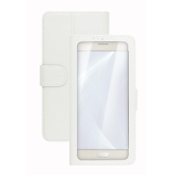 Custodia Smartphone Celly UNICA VIEW 5.0"-5.5" Similpelle Bianco