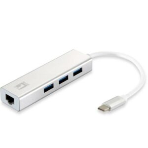 Adattatore Ethernet Level One USB-0504 USB-C Gigabit con Hub 3 Porte USB 3.0